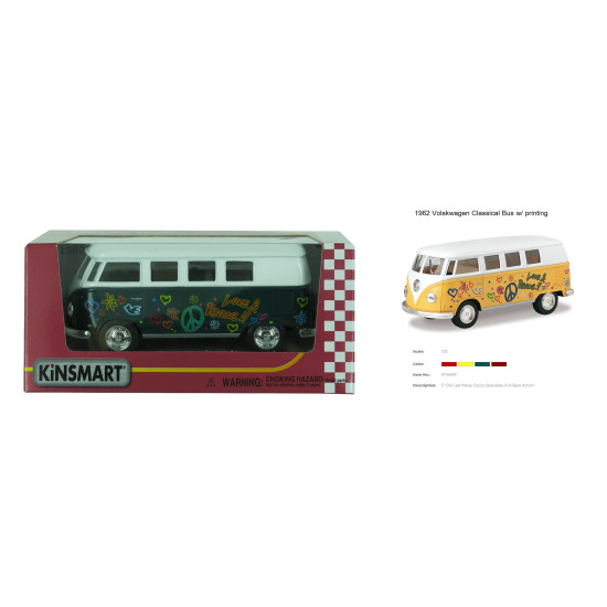 Модель автобус VOLKSWAGEN (1962) 5 KT5060FW метал.інерц.відкр.дв.4кол.кор./96/ оптом