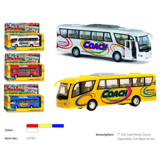 Модель автобус COACH 7 KS7101W метал.інерц.відкр.дв.4кол.кор./72/ оптом