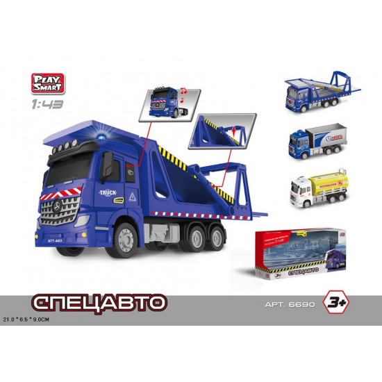 RUS Вантажівка PLAY SMART 6690 Спецавто метал.інерц.муз.світ.3в.кор.21*6,5*9 /72/