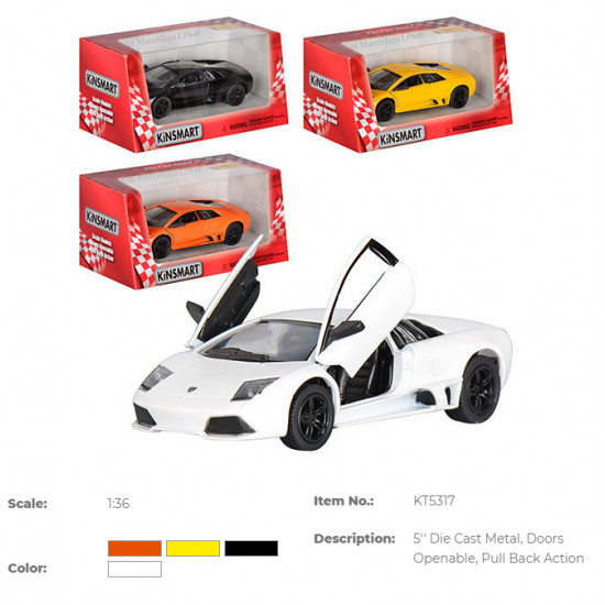 Модель легкова LAMBORGHINI MURCIELAGO LP640 5 KT5317W метал.інерц.відкр.дв.4кол.кор./96/ оптом