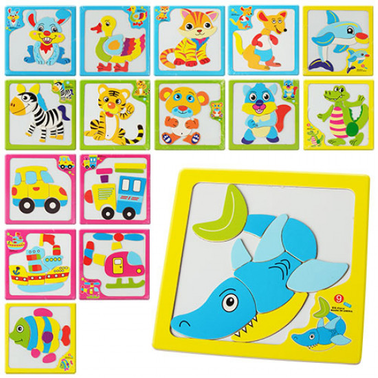 Деревянная игрушка Пазлы MD 0913 (200шт) животные,транспорт,магнитн,микс вид,в кульке,14,5-14,5см