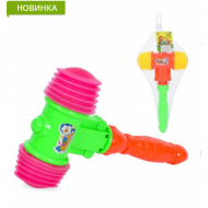 Молоточок 708 (240шт) 28см, пискавка, свисток, 2 кольори, в сітці, 15-30-6см
