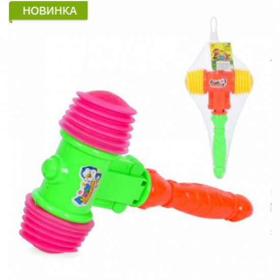 Молоточок 708 (240шт) 28см, пискавка, свисток, 2 кольори, в сітці, 15-30-6см оптом