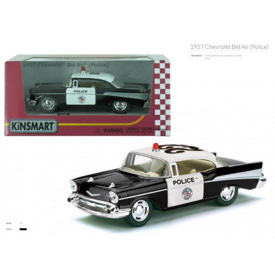 Модель легкова CHEVROLET BEL AIR (1957) 5 KT5323W Police метал.інерц.відкр.дв.кор./96/ оптом